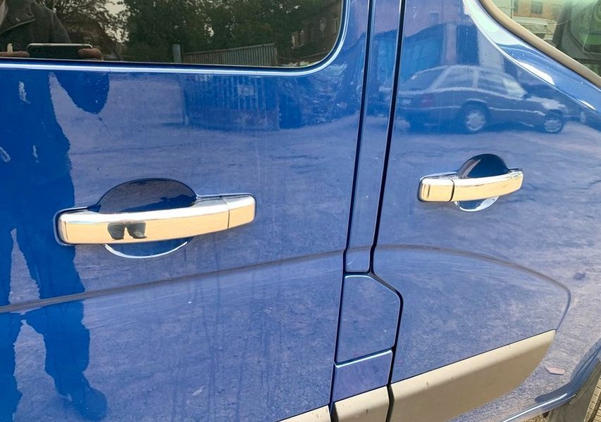 Накладки на ручки дверей для Renault Trafic 2015+, 1 отвір, 4 шт, хром (Carmos) NKS-49640 фото