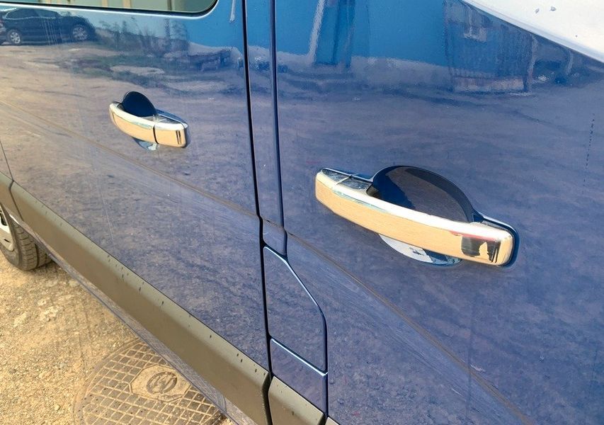 Накладки на ручки дверей для Renault Trafic 2015+, 2 отвори, 4 шт, хром (Omsa Line) NKS-79424 фото