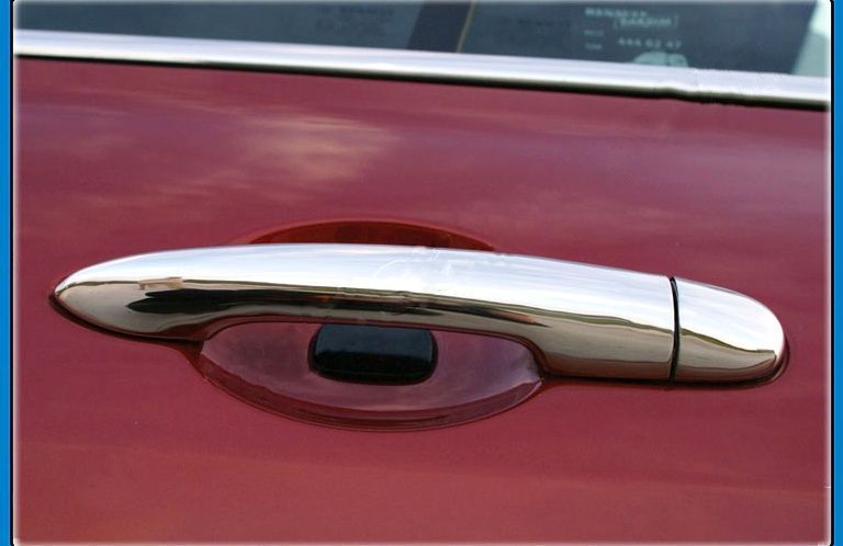 Накладки на ручки дверей для Renault Clio 3 2005-2012, з отвором, 4 шт, хром (Omsa Line) NKS-1257 фото